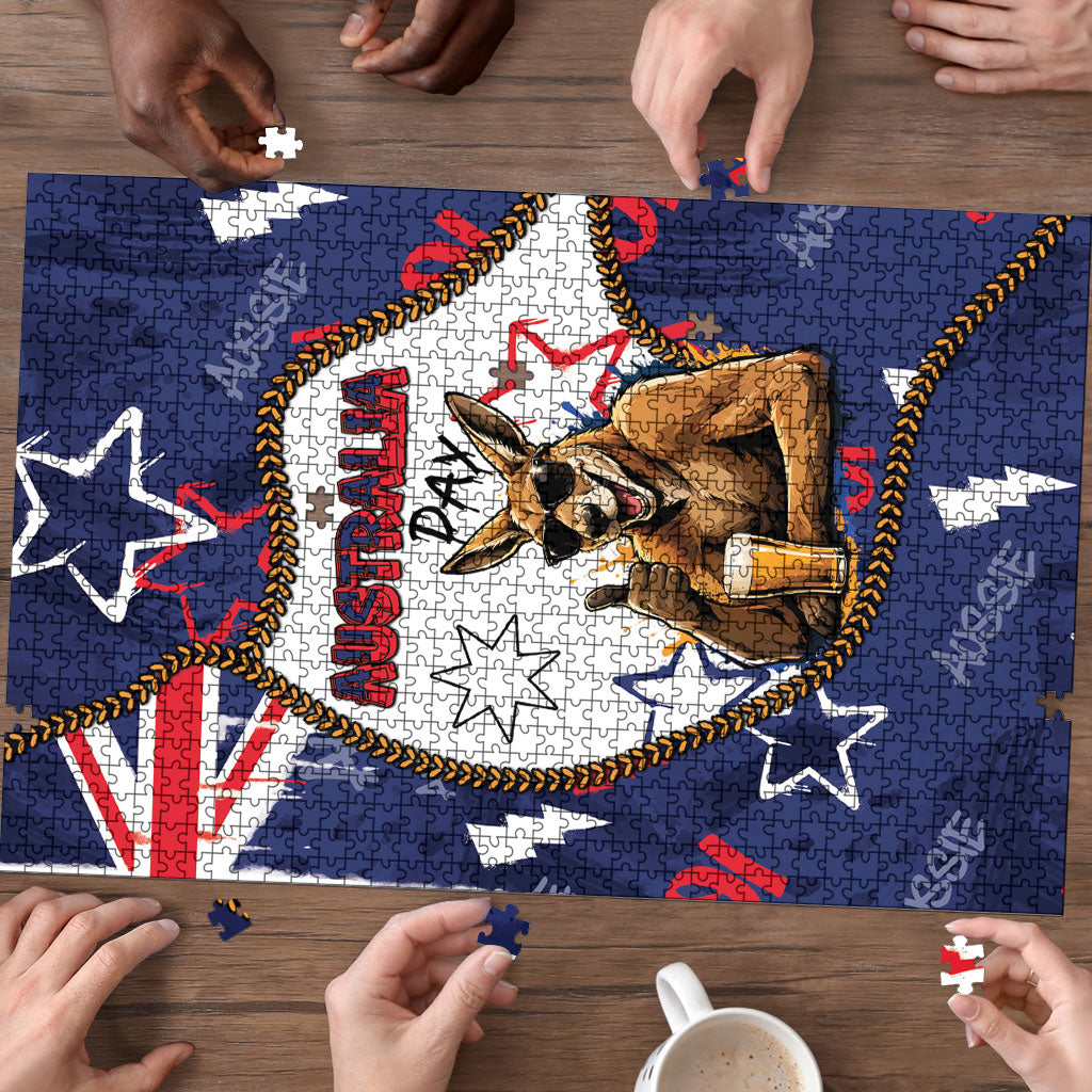 Australia Flag Day Puzzle Cool Kangaroo Beer Aussie Aussie Oi Oi