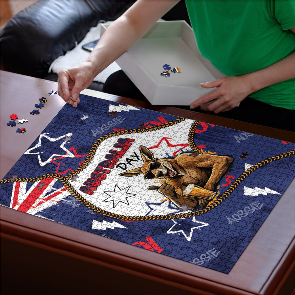 Australia Flag Day Puzzle Cool Kangaroo Beer Aussie Aussie Oi Oi