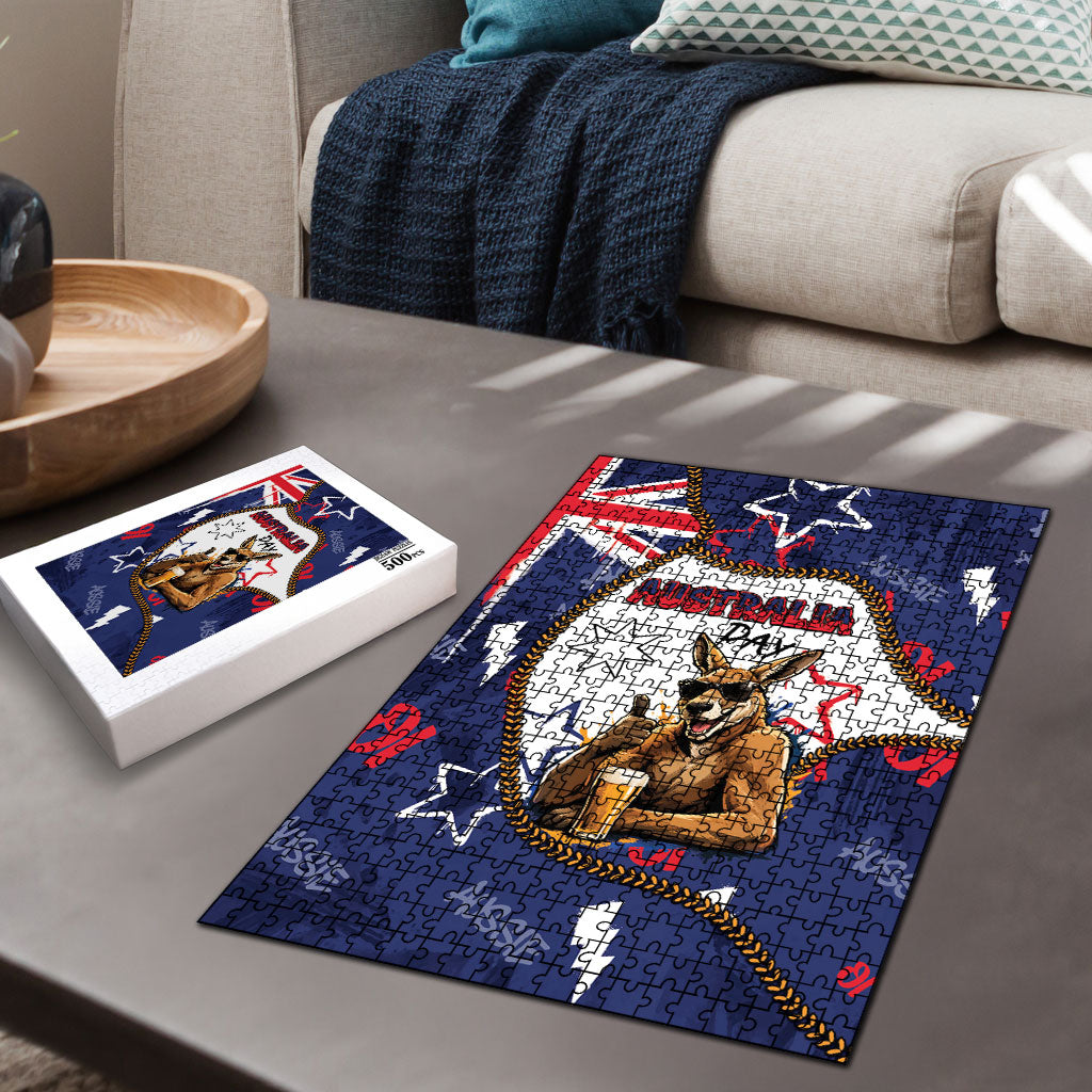 Australia Flag Day Puzzle Cool Kangaroo Beer Aussie Aussie Oi Oi