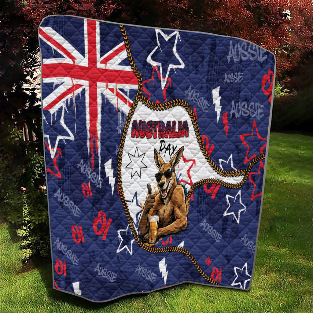Australia Flag Day Quilt Cool Kangaroo Beer Aussie Aussie Oi Oi