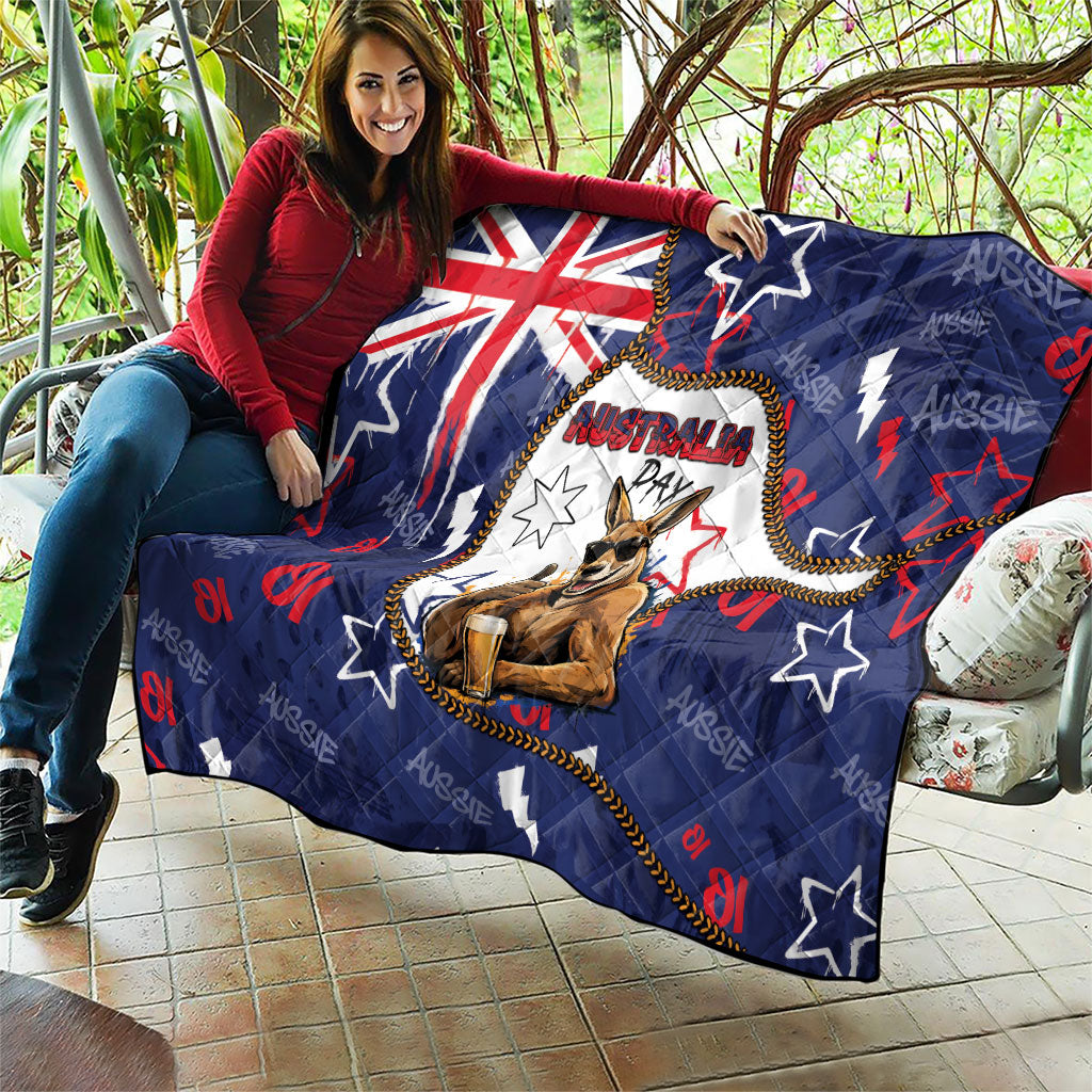 Australia Flag Day Quilt Cool Kangaroo Beer Aussie Aussie Oi Oi