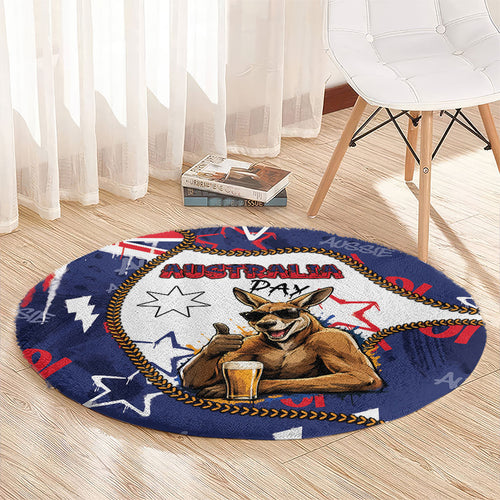 Australia Flag Day Round Carpet Cool Kangaroo Beer Aussie Aussie Oi Oi