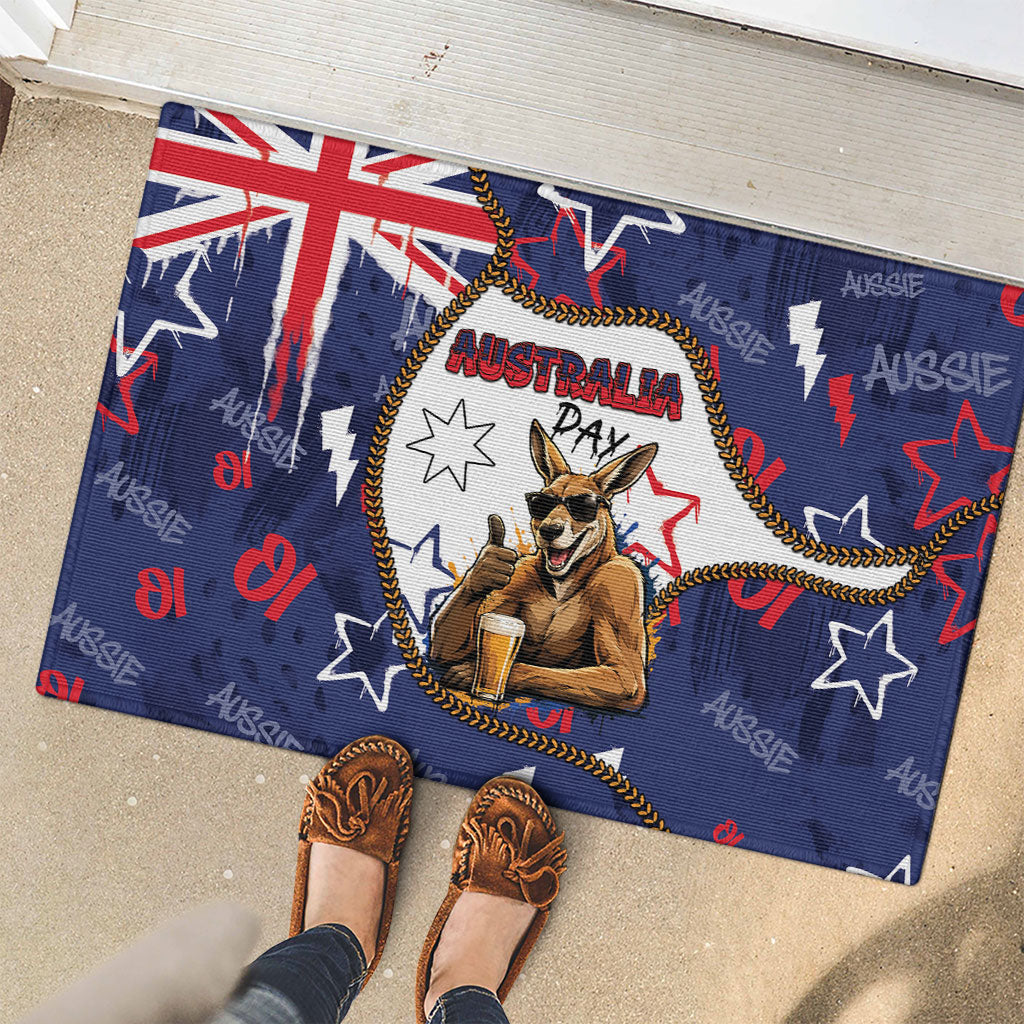 Australia Flag Day Rubber Doormat Cool Kangaroo Beer Aussie Aussie Oi Oi