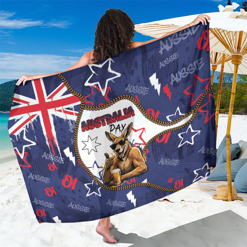 Australia Flag Day Sarong Cool Kangaroo Beer Aussie Aussie Oi Oi