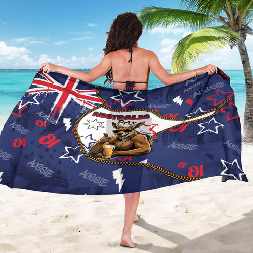 Australia Flag Day Sarong Cool Kangaroo Beer Aussie Aussie Oi Oi