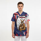 Australia Flag Day Scrub Top Cool Kangaroo Beer Aussie Aussie Oi Oi