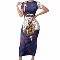 Australia Flag Day Short Sleeve Bodycon Dress Cool Kangaroo Beer Aussie Aussie Oi Oi
