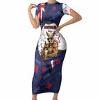 Australia Flag Day Short Sleeve Bodycon Dress Cool Kangaroo Beer Aussie Aussie Oi Oi