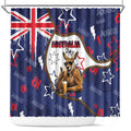 Australia Flag Day Shower Curtain Cool Kangaroo Beer Aussie Aussie Oi Oi