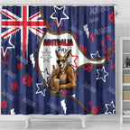 Australia Flag Day Shower Curtain Cool Kangaroo Beer Aussie Aussie Oi Oi