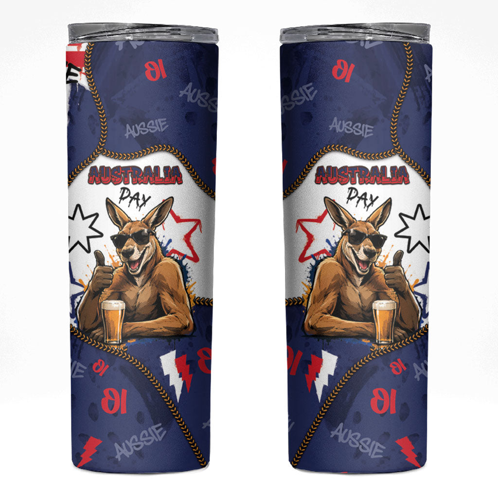 Australia Flag Day Skinny Tumbler Cool Kangaroo Beer Aussie Aussie Oi Oi