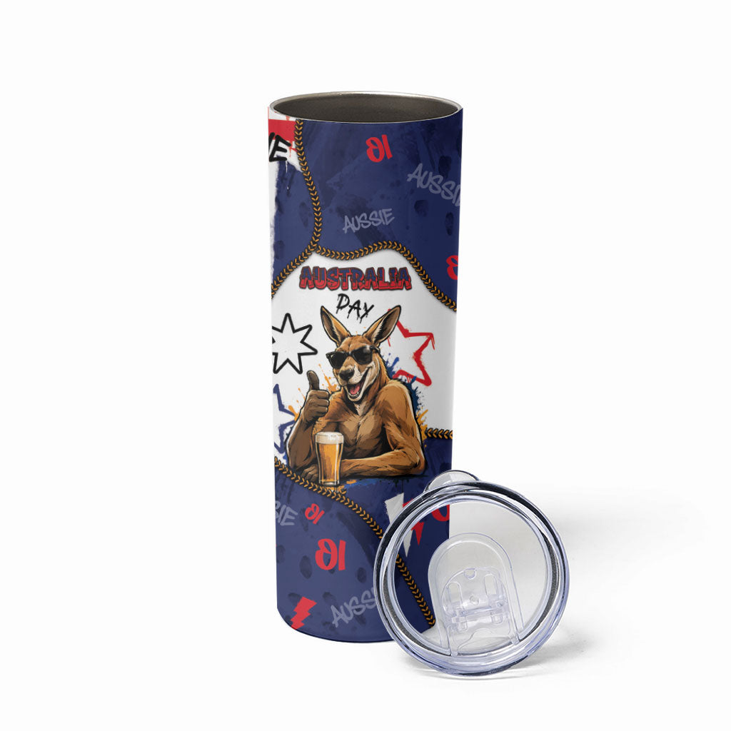 Australia Flag Day Skinny Tumbler Cool Kangaroo Beer Aussie Aussie Oi Oi
