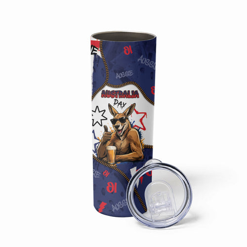 Australia Flag Day Skinny Tumbler Cool Kangaroo Beer Aussie Aussie Oi Oi