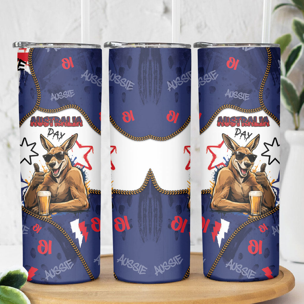Australia Flag Day Skinny Tumbler Cool Kangaroo Beer Aussie Aussie Oi Oi