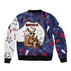 Australia Flag Day Sleeve Zip Bomber Jacket Cool Kangaroo Beer Aussie Aussie Oi Oi