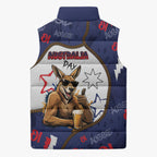 Australia Flag Day Sleeveless Puffer Jacket Cool Kangaroo Beer Aussie Aussie Oi Oi