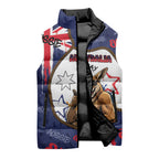 Australia Flag Day Sleeveless Puffer Jacket Cool Kangaroo Beer Aussie Aussie Oi Oi