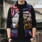 Australia Flag Day Sleeveless Puffer Jacket Cool Kangaroo Beer Aussie Aussie Oi Oi