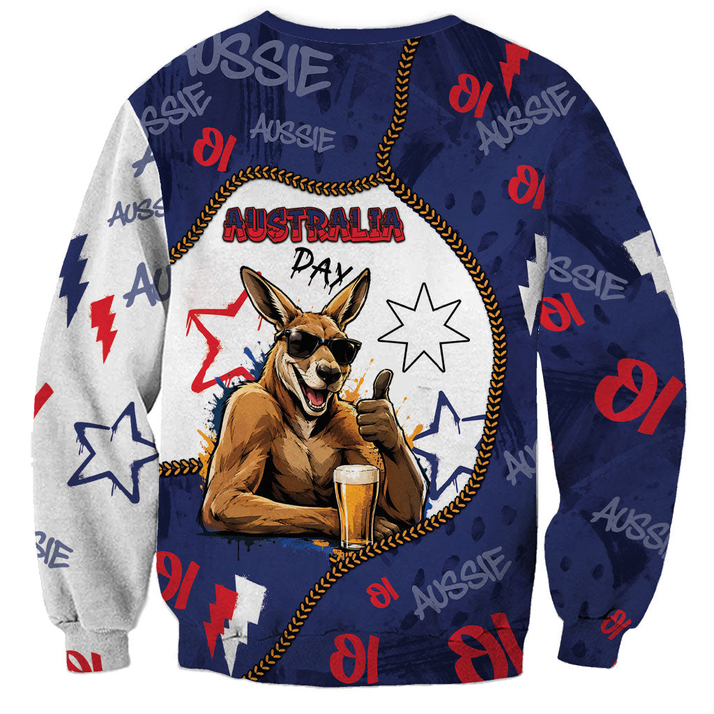 Australia Flag Day Sweatshirt Cool Kangaroo Beer Aussie Aussie Oi Oi