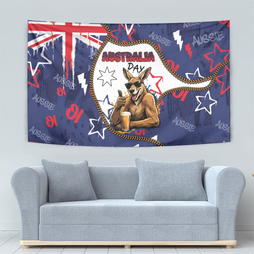 Australia Flag Day Tapestry Cool Kangaroo Beer Aussie Aussie Oi Oi