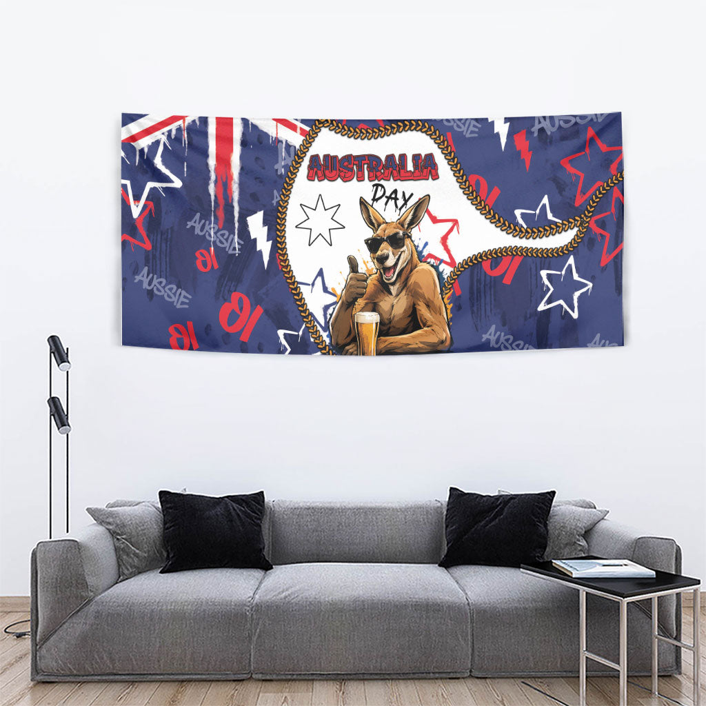 Australia Flag Day Tapestry Cool Kangaroo Beer Aussie Aussie Oi Oi