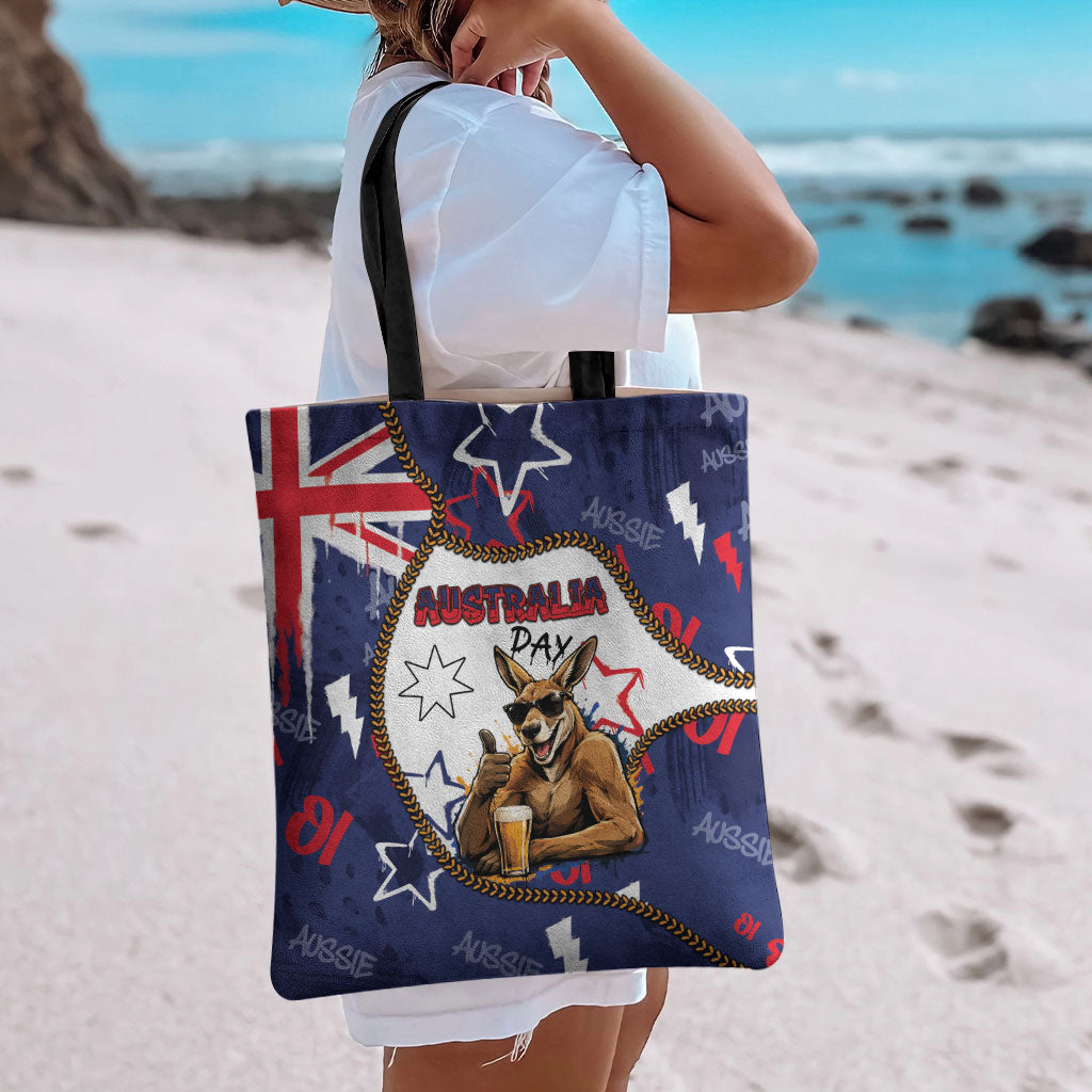 Australia Flag Day Tote Bag Cool Kangaroo Beer Aussie Aussie Oi Oi