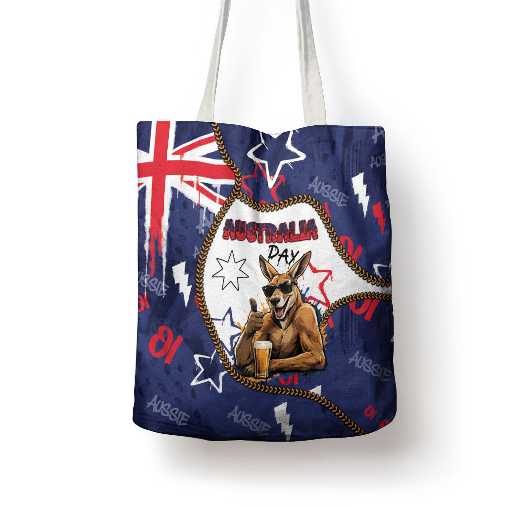 Australia Flag Day Tote Bag Cool Kangaroo Beer Aussie Aussie Oi Oi
