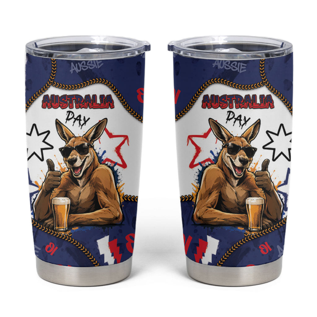 Australia Flag Day Tumbler Cup Cool Kangaroo Beer Aussie Aussie Oi Oi