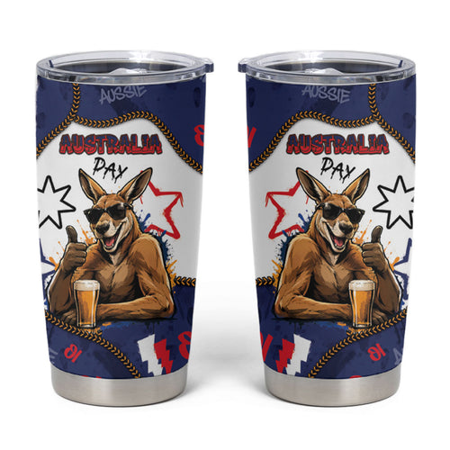 Australia Flag Day Tumbler Cup Cool Kangaroo Beer Aussie Aussie Oi Oi