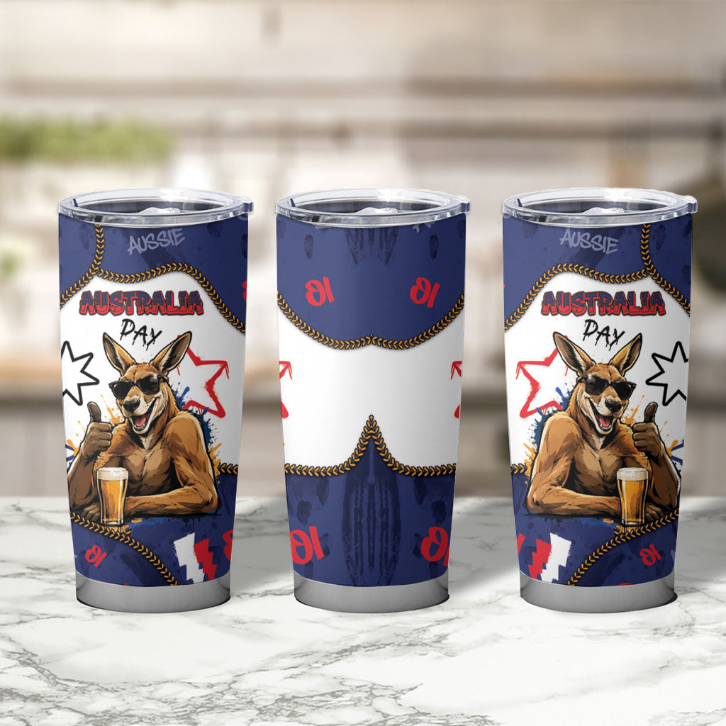 Australia Flag Day Tumbler Cup Cool Kangaroo Beer Aussie Aussie Oi Oi