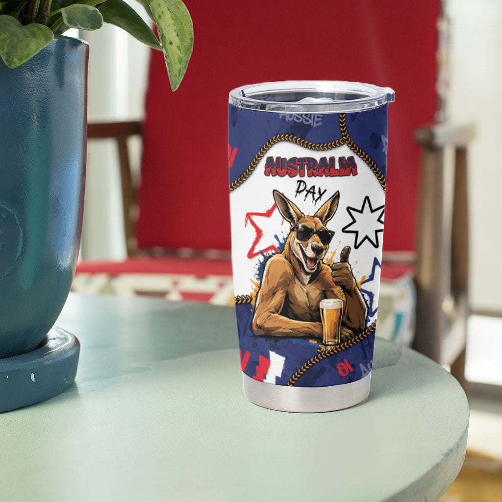 Australia Flag Day Tumbler Cup Cool Kangaroo Beer Aussie Aussie Oi Oi