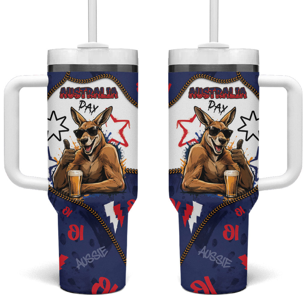 Australia Flag Day Tumbler With Handle Cool Kangaroo Beer Aussie Aussie Oi Oi