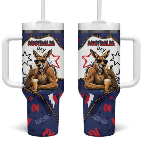 Australia Flag Day Tumbler With Handle Cool Kangaroo Beer Aussie Aussie Oi Oi