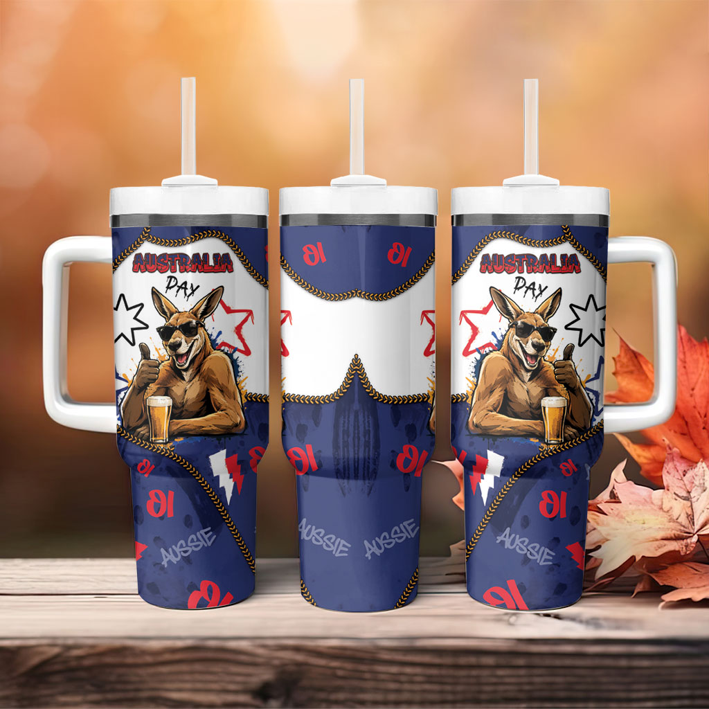 Australia Flag Day Tumbler With Handle Cool Kangaroo Beer Aussie Aussie Oi Oi