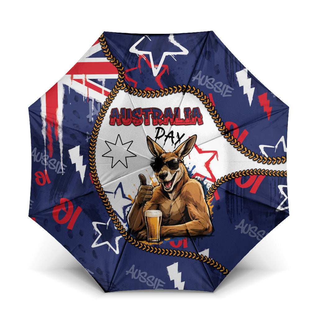 Australia Flag Day Umbrella Cool Kangaroo Beer Aussie Aussie Oi Oi