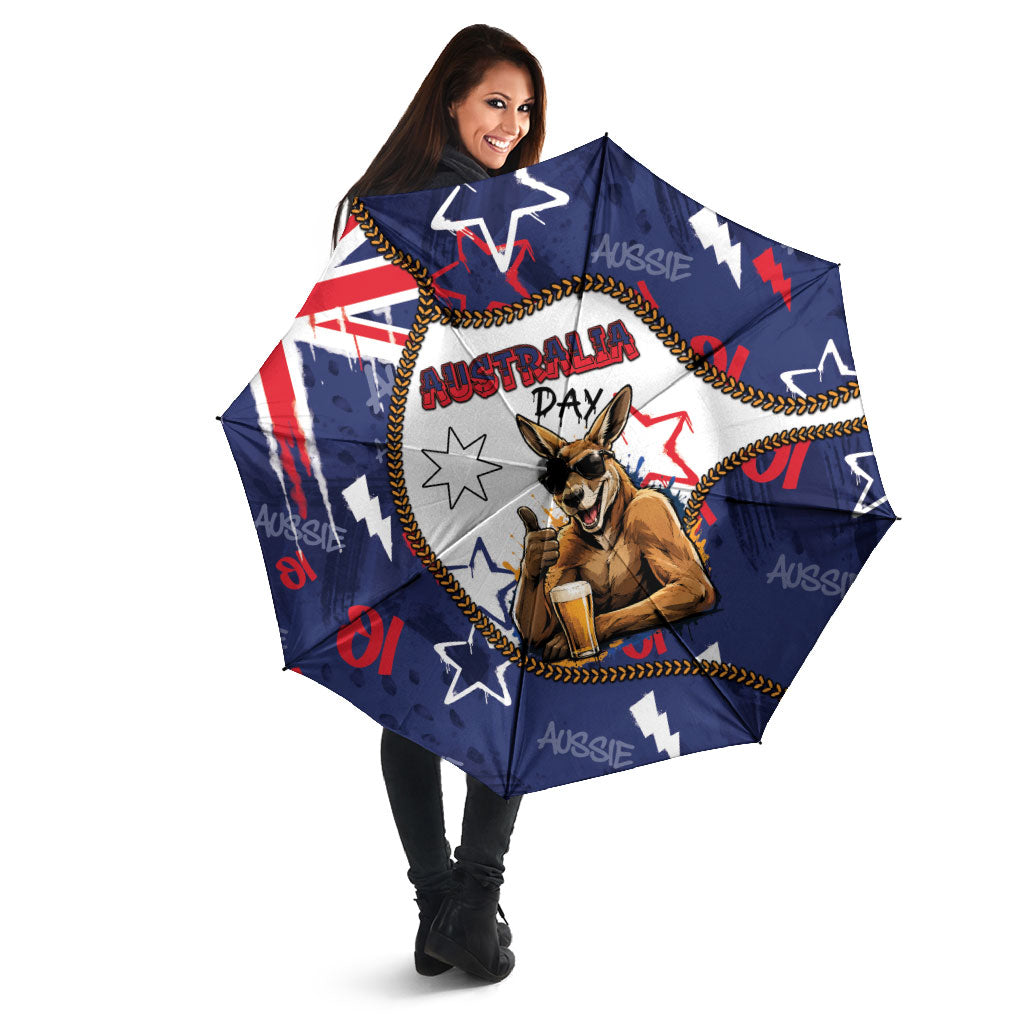 Australia Flag Day Umbrella Cool Kangaroo Beer Aussie Aussie Oi Oi