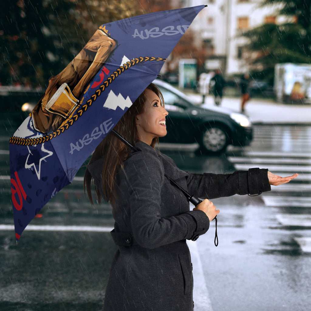 Australia Flag Day Umbrella Cool Kangaroo Beer Aussie Aussie Oi Oi