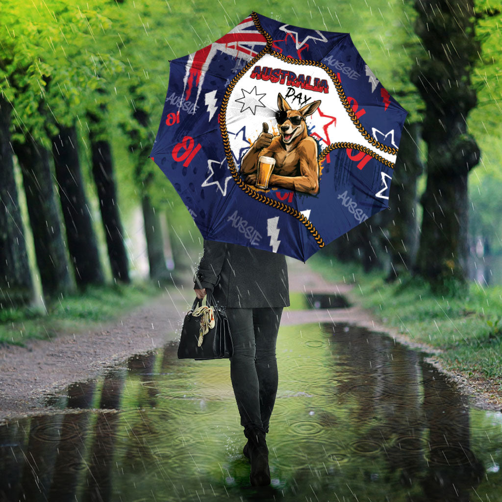 Australia Flag Day Umbrella Cool Kangaroo Beer Aussie Aussie Oi Oi