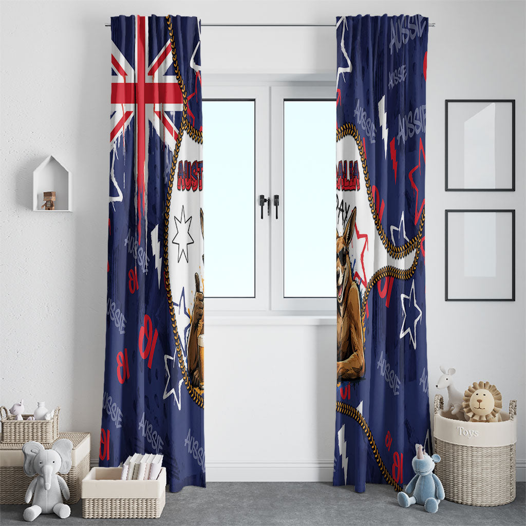 Australia Flag Day Window Curtain Cool Kangaroo Beer Aussie Aussie Oi Oi