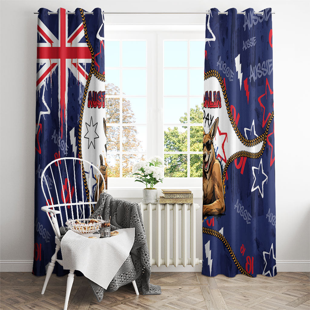 Australia Flag Day Window Curtain Cool Kangaroo Beer Aussie Aussie Oi Oi