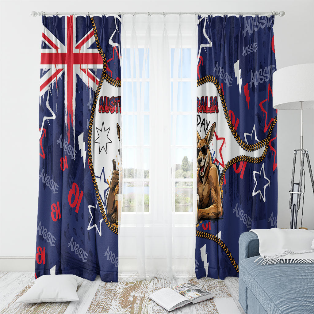 Australia Flag Day Window Curtain Cool Kangaroo Beer Aussie Aussie Oi Oi