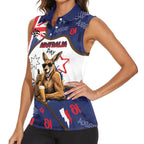 Australia Flag Day Women Sleeveless Polo Shirt Cool Kangaroo Beer Aussie Aussie Oi Oi