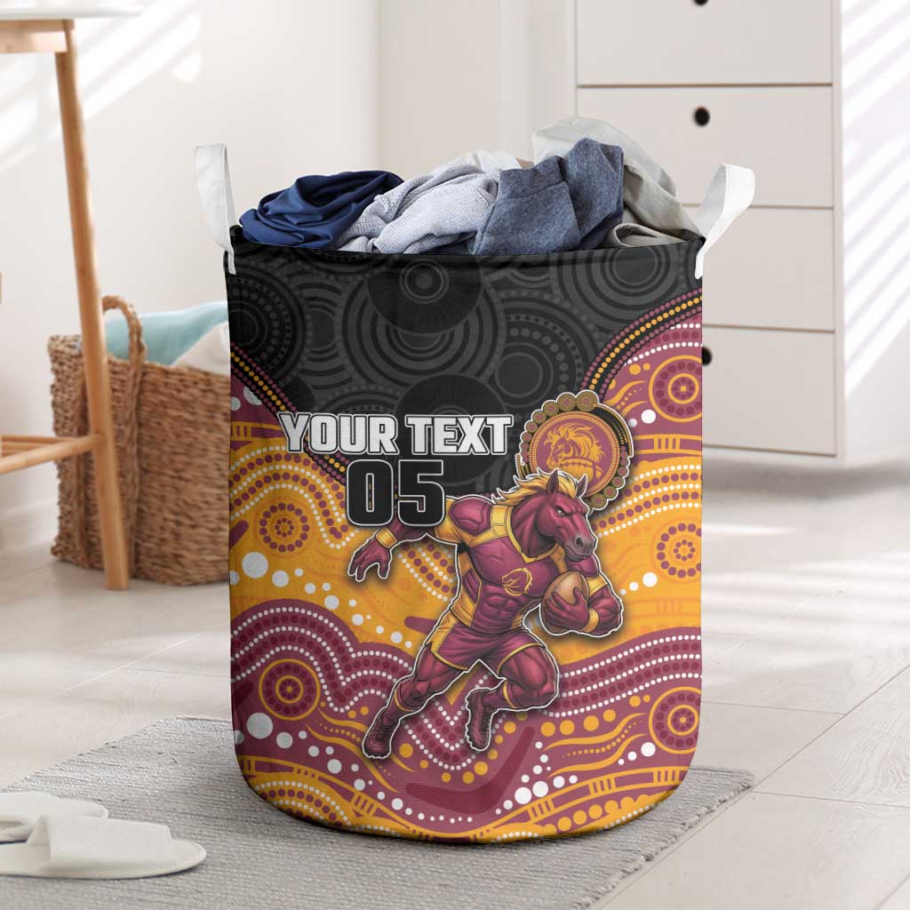 Custom Broncos Laundry Basket Horse Mascot With Aboriginal Indigenous