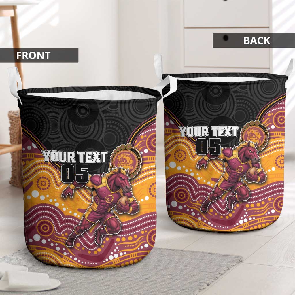 Custom Broncos Laundry Basket Horse Mascot With Aboriginal Indigenous