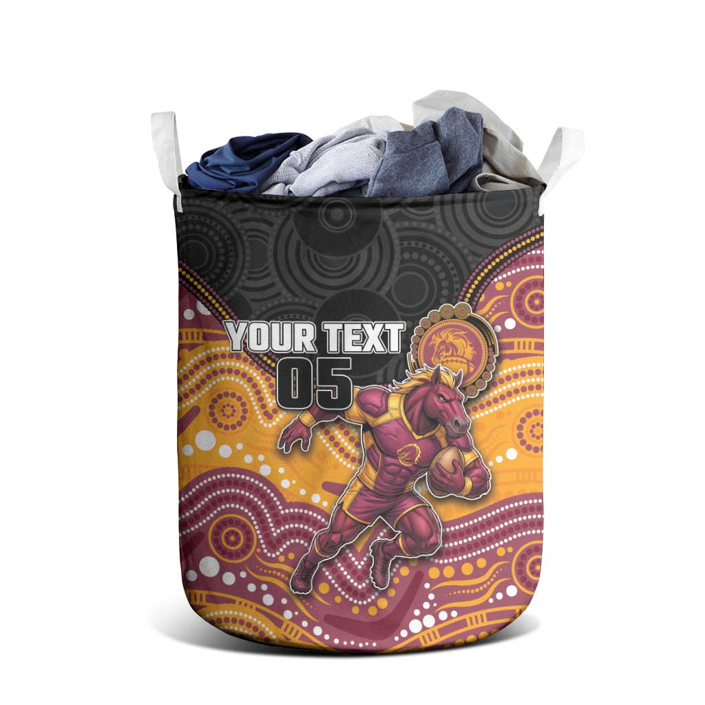 Custom Broncos Laundry Basket Horse Mascot With Aboriginal Indigenous