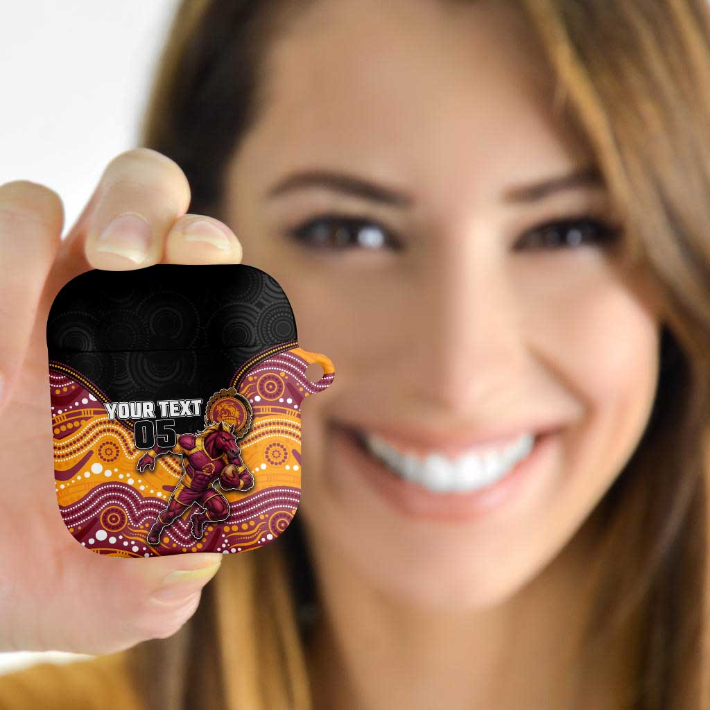 Custom Broncos AirPods Case Horse Mascot With Aboriginal Indigenous