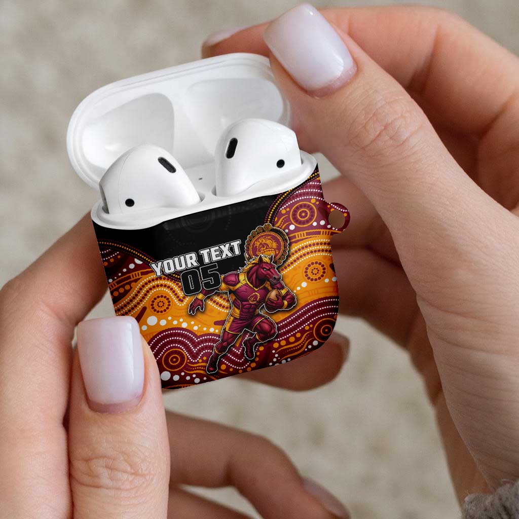 Custom Broncos AirPods Case Horse Mascot With Aboriginal Indigenous