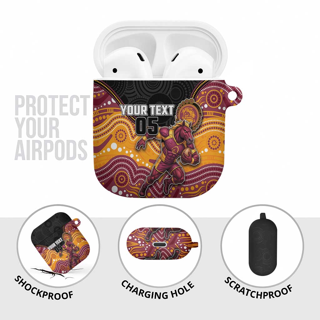 Custom Broncos AirPods Case Horse Mascot With Aboriginal Indigenous