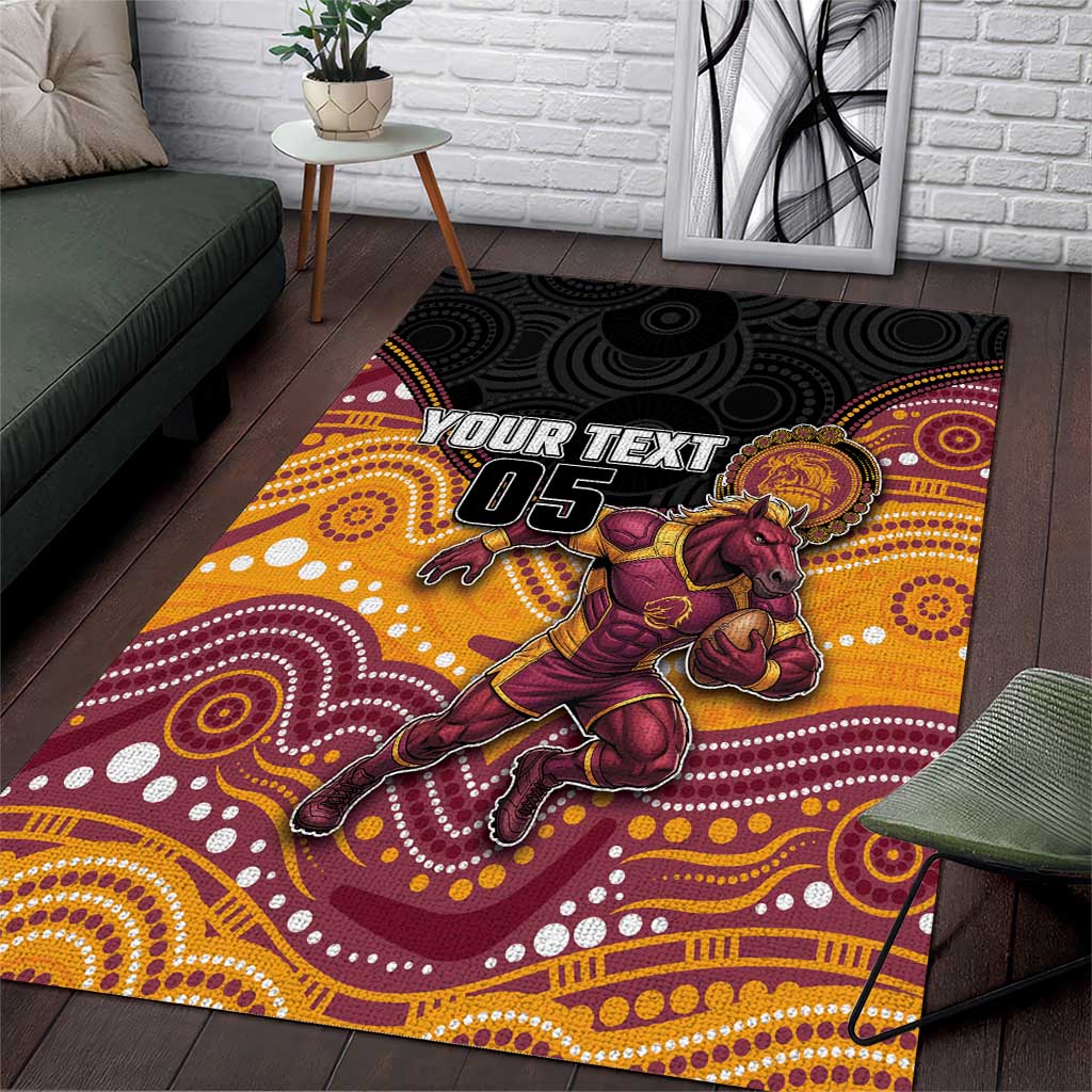 Custom Broncos Area Rug Horse Mascot With Aboriginal Indigenous