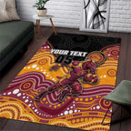 Custom Broncos Area Rug Horse Mascot With Aboriginal Indigenous